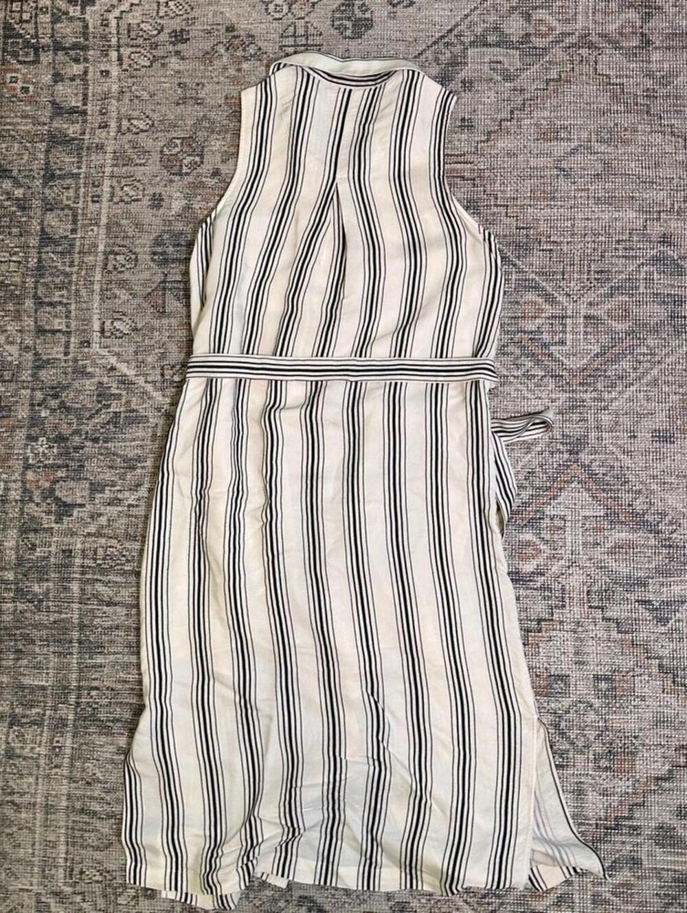 Maeve Anthropologie Striped Shirtdress Size 2 Button Front Midi Belted Dress - Picture 7 of 13